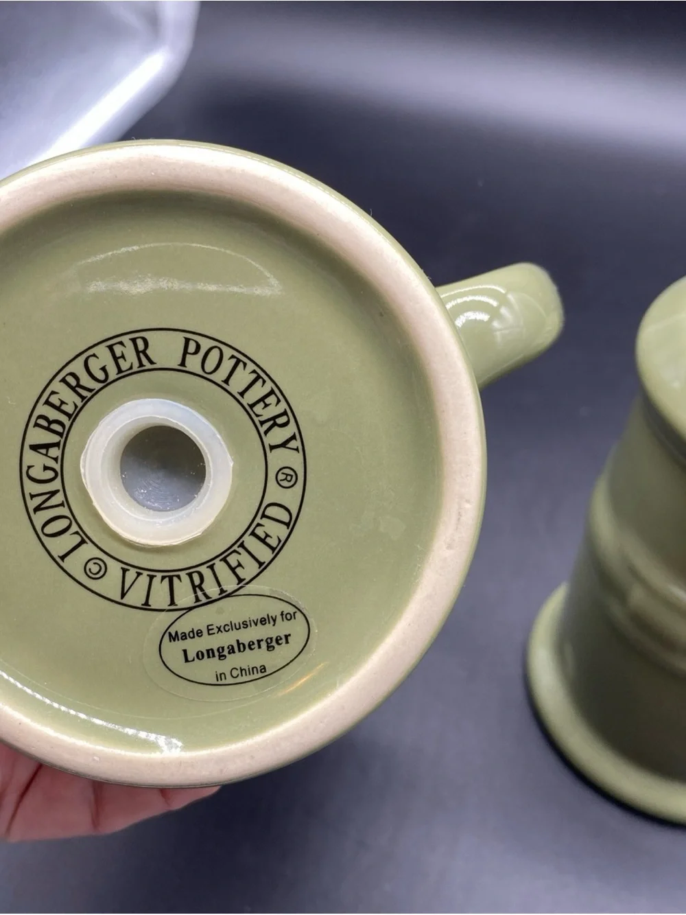 Sage Green Longaberger Salt And Pepper Shakers